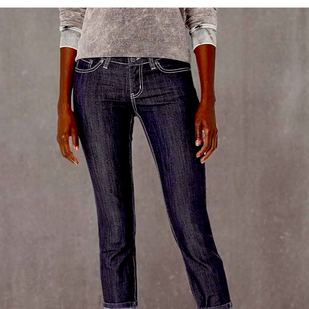 PRANA Kara Jean straight leg skinny 2/26 Dark‎ Gray/ Black Cotton Blend 5 Pocket